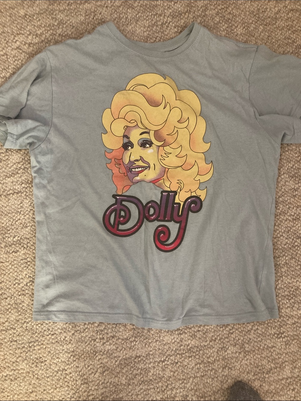 LG Light Blue 'Dolly' Graphic Tee with Yellow & Pink Portrait